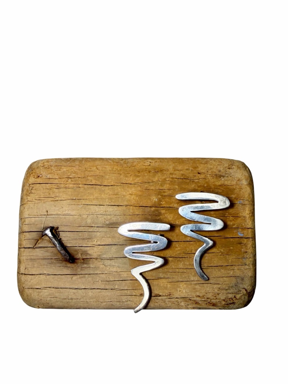 Modernist Sterling Silver Mexico Squiggle Taxco Earrings 925